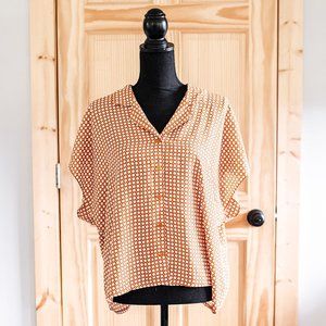 Maison d' Amelie Paris Vintage Retro Shirt 70s Diamond Short Sleeve Size XL